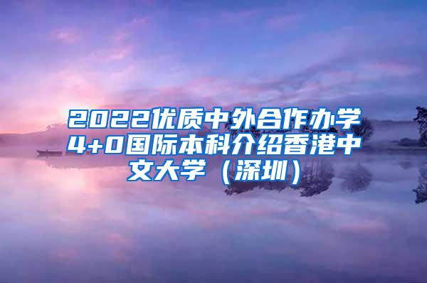 2022优质中外合作办学4+0国际本科介绍香港中文大学（深圳）