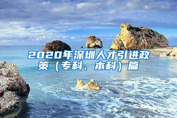 2020年深圳人才引进政策（专科、本科）篇