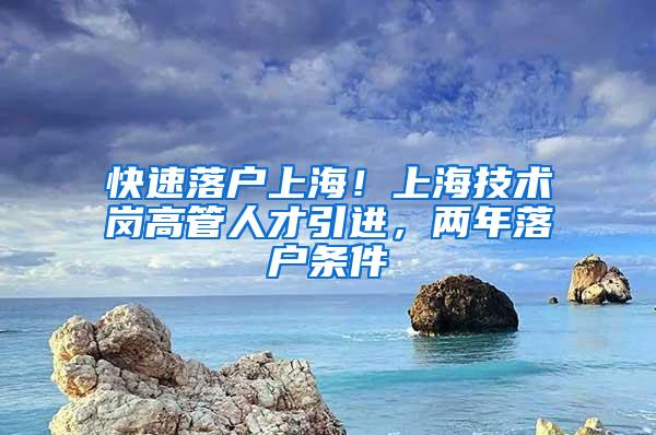 快速落户上海！上海技术岗高管人才引进，两年落户条件