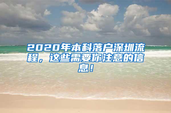 2020年本科落户深圳流程，这些需要你注意的信息！