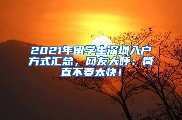 2021年留学生深圳入户方式汇总，网友大呼：简直不要太快！