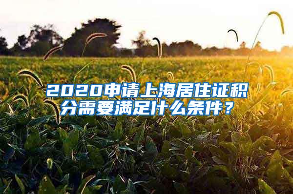 2020申请上海居住证积分需要满足什么条件？