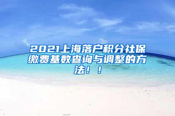 2021上海落户积分社保缴费基数查询与调整的方法！！