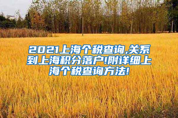 2021上海个税查询,关系到上海积分落户!附详细上海个税查询方法!