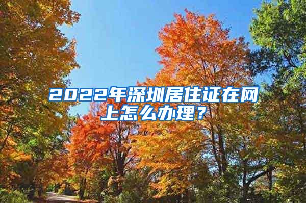 2022年深圳居住证在网上怎么办理？