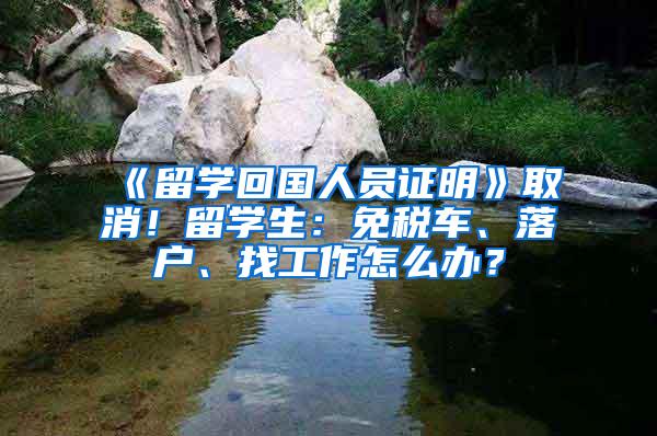 《留学回国人员证明》取消！留学生：免税车、落户、找工作怎么办？