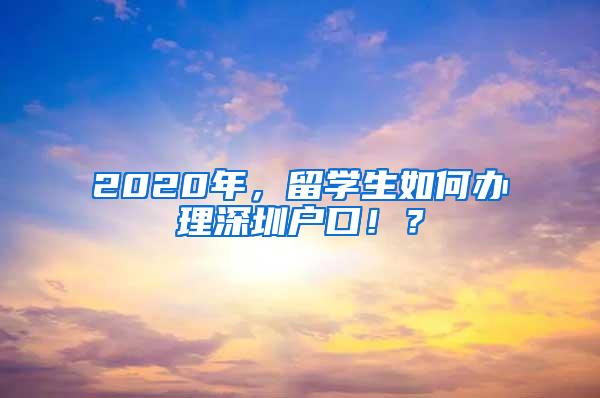 2020年，留学生如何办理深圳户口！？