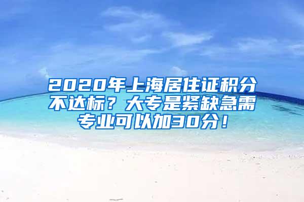 2020年上海居住证积分不达标？大专是紧缺急需专业可以加30分！