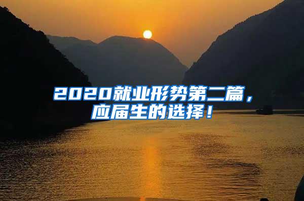 2020就业形势第二篇，应届生的选择！