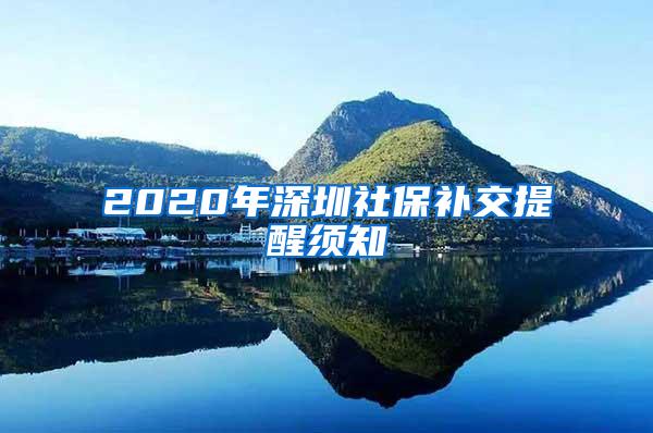 2020年深圳社保补交提醒须知