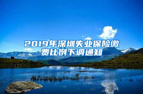 2019年深圳失业保险缴费比例下调通知