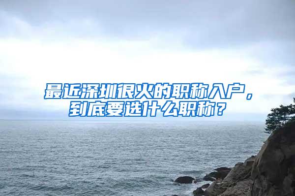 最近深圳很火的职称入户，到底要选什么职称？