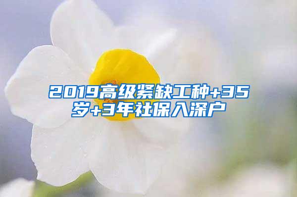 2019高级紧缺工种+35岁+3年社保入深户