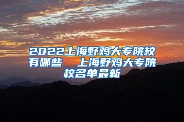 2022上海野鸡大专院校有哪些  上海野鸡大专院校名单最新