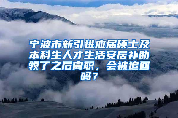 宁波市新引进应届硕士及本科生人才生活安居补助领了之后离职，会被追回吗？