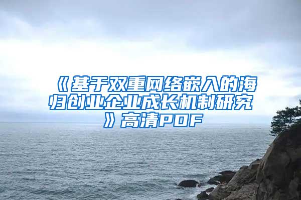 《基于双重网络嵌入的海归创业企业成长机制研究》高清PDF