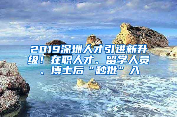 2019深圳人才引进新升级！在职人才、留学人员、博士后“秒批”入