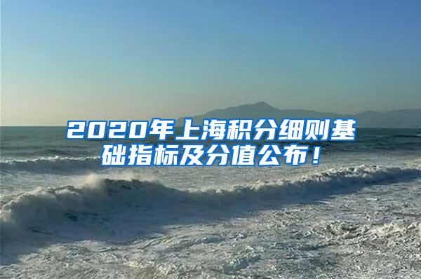 2020年上海积分细则基础指标及分值公布！