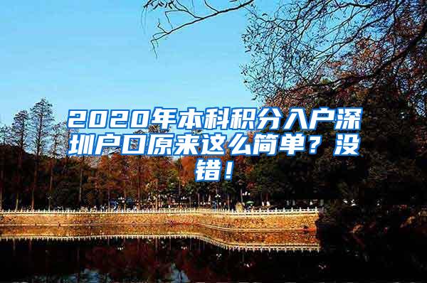 2020年本科积分入户深圳户口原来这么简单？没错！