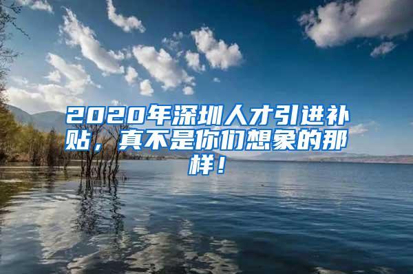 2020年深圳人才引进补贴，真不是你们想象的那样！