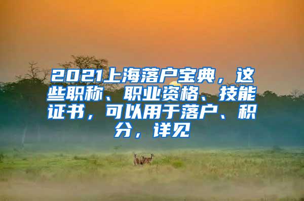 2021上海落户宝典，这些职称、职业资格、技能证书，可以用于落户、积分，详见→