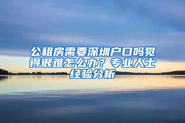 公租房需要深圳户口吗觉得很难怎么办？专业人士经验分析