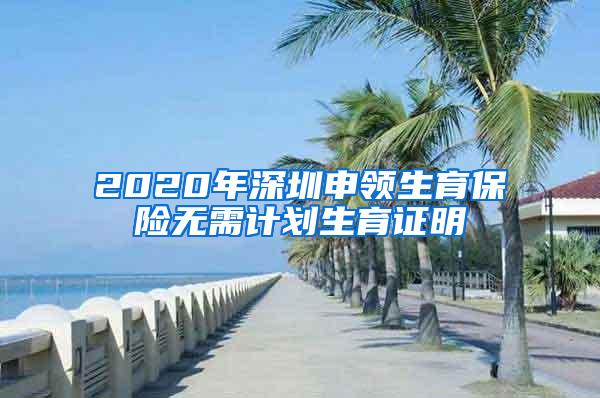 2020年深圳申领生育保险无需计划生育证明