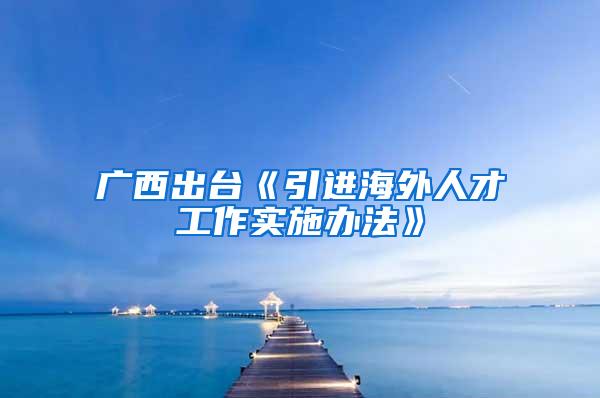 广西出台《引进海外人才工作实施办法》