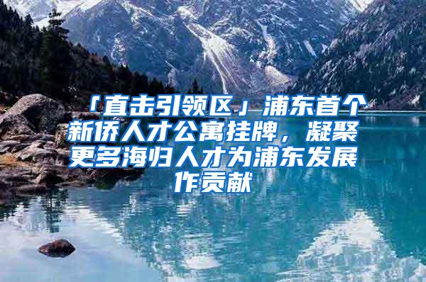 「直击引领区」浦东首个新侨人才公寓挂牌，凝聚更多海归人才为浦东发展作贡献