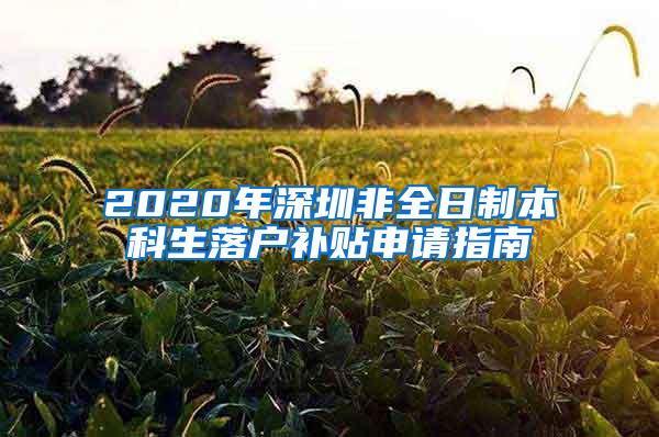 2020年深圳非全日制本科生落户补贴申请指南