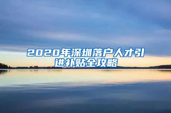 2020年深圳落户人才引进补贴全攻略