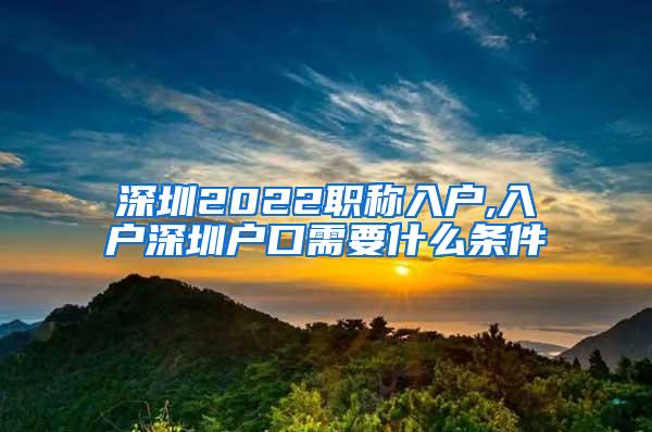 深圳2022职称入户,入户深圳户口需要什么条件