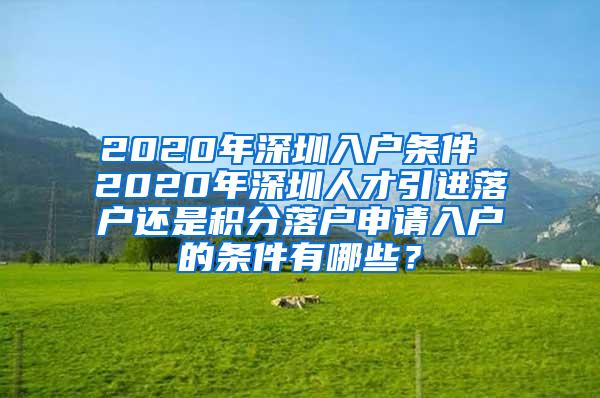 2020年深圳入户条件 2020年深圳人才引进落户还是积分落户申请入户的条件有哪些？