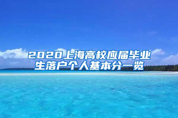 2020上海高校应届毕业生落户个人基本分一览