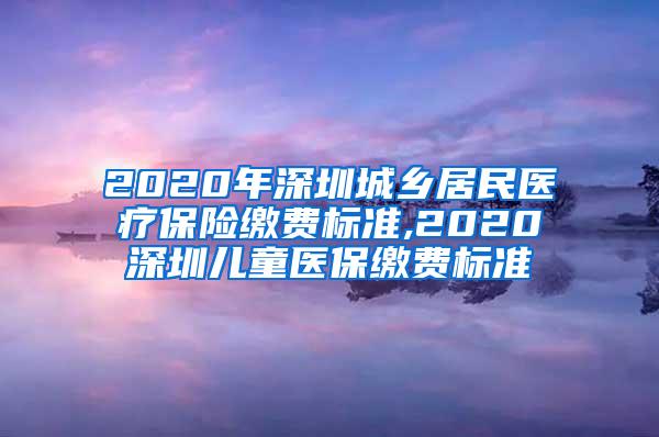 2020年深圳城乡居民医疗保险缴费标准,2020深圳儿童医保缴费标准