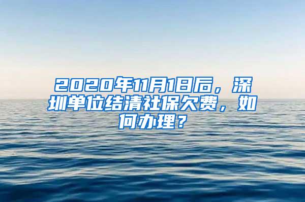 2020年11月1日后，深圳单位结清社保欠费，如何办理？