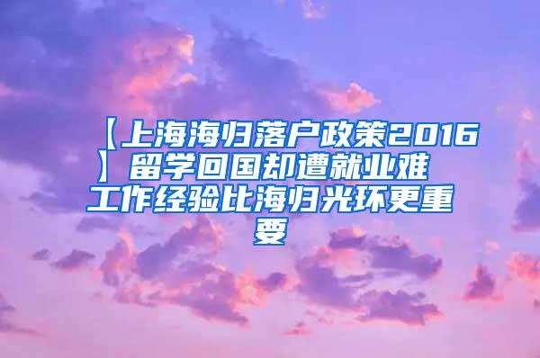 【上海海归落户政策2016】留学回国却遭就业难 工作经验比海归光环更重要