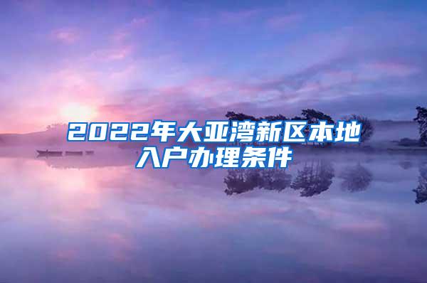 2022年大亚湾新区本地入户办理条件