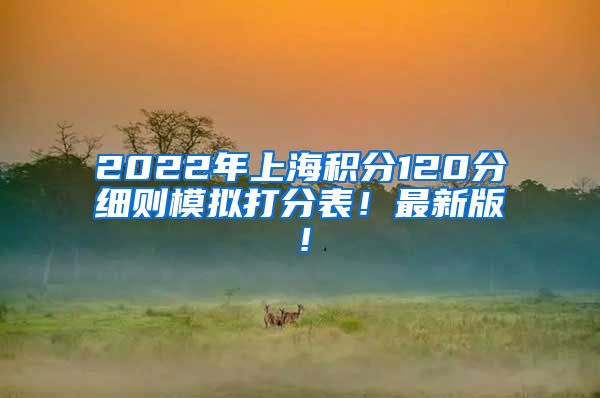 2022年上海积分120分细则模拟打分表！最新版！