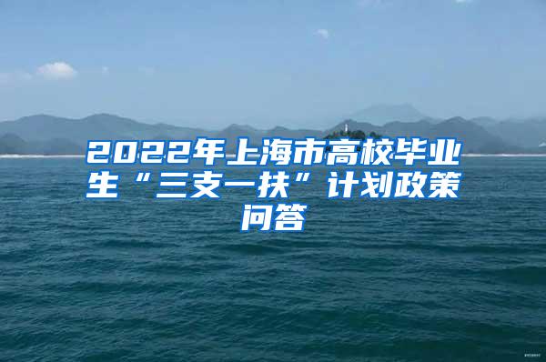 2022年上海市高校毕业生“三支一扶”计划政策问答