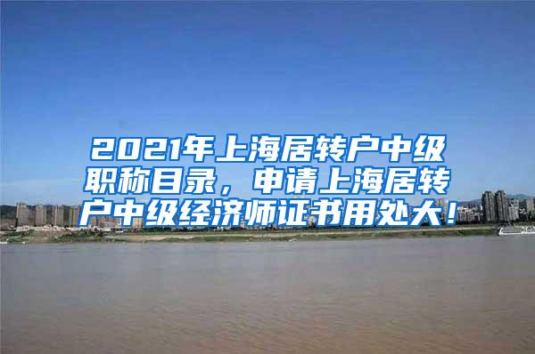 2021年上海居转户中级职称目录，申请上海居转户中级经济师证书用处大！