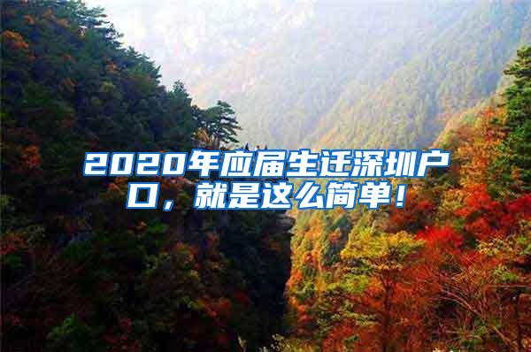 2020年应届生迁深圳户口，就是这么简单！