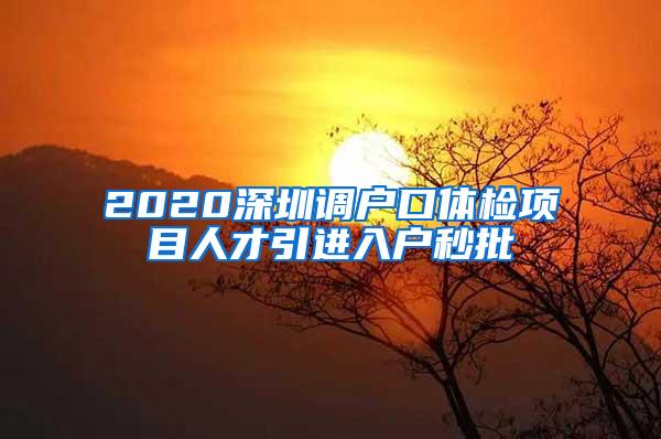 2020深圳调户口体检项目人才引进入户秒批