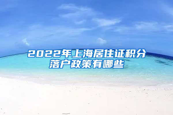 2022年上海居住证积分落户政策有哪些