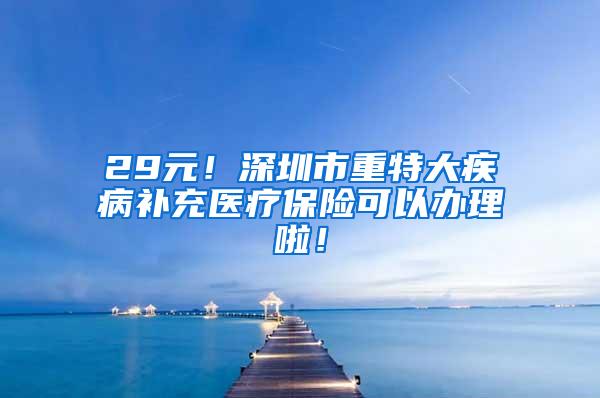 29元！深圳市重特大疾病补充医疗保险可以办理啦！