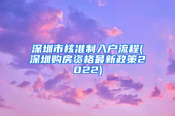 深圳市核准制入户流程(深圳购房资格最新政策2022)