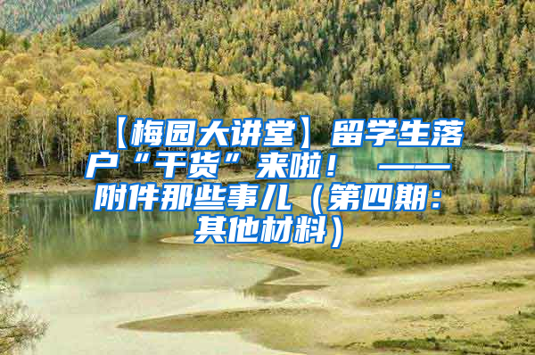 【梅园大讲堂】留学生落户“干货”来啦！ ——附件那些事儿（第四期：其他材料）