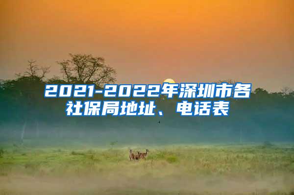 2021-2022年深圳市各社保局地址、电话表