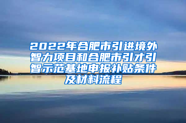 2022年合肥市引进境外智力项目和合肥市引才引智示范基地申报补贴条件及材料流程