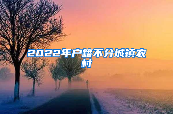 2022年户籍不分城镇农村